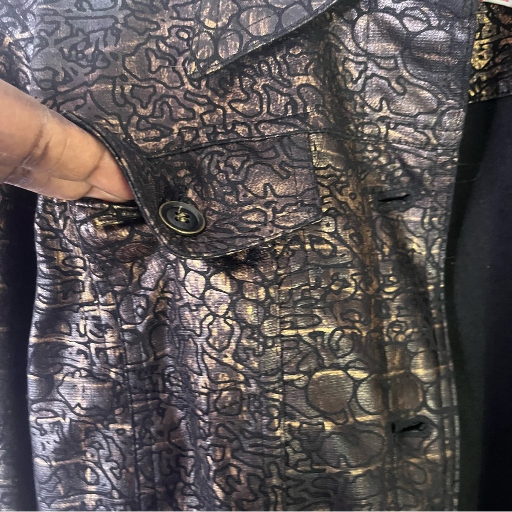 Ruby Rd. Black Bronze Metallic Button Jacket Size… - image 5